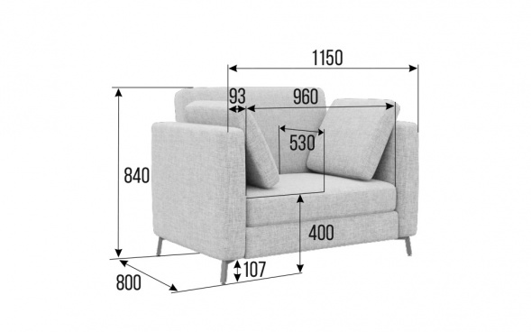 Браско Диван одноместный BRS-1 1150*800*840