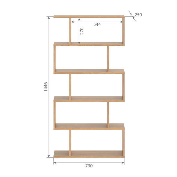 Стеллаж SH 7346 Дуб Сонома светлый 730х250х1416 COMP в Москве 